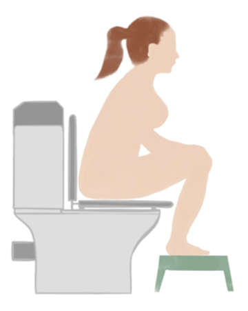 Illustration of a person on a toilet.